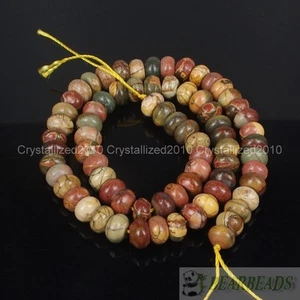 Natural Picasso Jasper Gemstone Rondelle Spacer Loose Beads 2mm 4mm 5mm 8mm 15" - Picture 1 of 5
