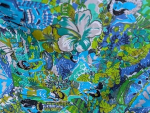 ALOHA Hawaiian Surfer TIKI Palms Novelty Island MCM Era Vintage Fabric NOS - Picture 1 of 14