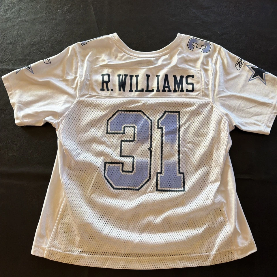 Camiseta deportiva para mujer Roy Williams Cowboys L blanca con puff en polvo número 31 de Reebok Foto 1 de 4