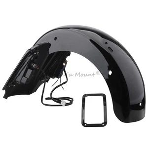 Glänzendes Schwarz Hinterer Kotflügel Verlängert LED-Leuchte For Harley Touring - Picture 1 of 24