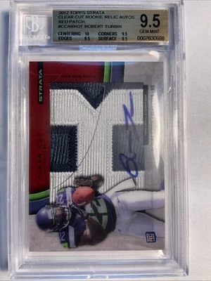 Robert Turbin 2012 Topps Strata Auto Patch RC /30 BGS 9.5 the “R” from his name - Image 1 of 4