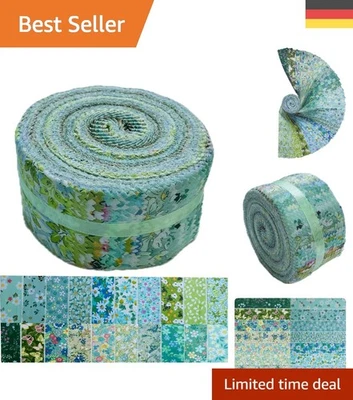 Kreative Quilting-Streifen: Jelly Roll Stoff in Grüner Stimmung mit Blumendruck - Bild 1 von 4