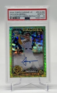Logofractor cromado Topps 2024 radiocontrol automático verde Jackson Merrill 87/99 PSA 10 Padres - Imagen 1 de 3
