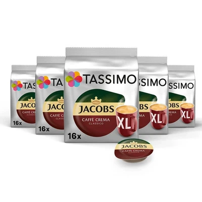 Tassimo Capsules Jacobs Caffè Crema Classico XL, 80 Coffee Capsules, Pack of 5 - Bild 1 von 4