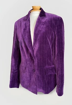 Blazer Escada Sport Terciopelo Púrpura | Chaqueta de Lujo a Rayas Talla 4 (EU 36) Foto 1 de 4