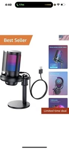Microphone Gaming, Micro PC USB pour Podcasts Vidéos, Streaming, Micro à Condensateur - Photo 1/9