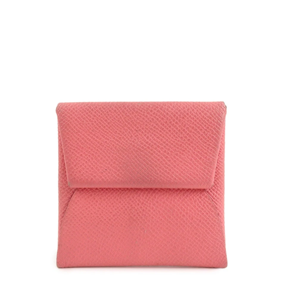 Authentic HERMES Bastia Epsom Leather Coin Case A Stamped Rose Azalee Used F/S - Imagem 1 de 4
