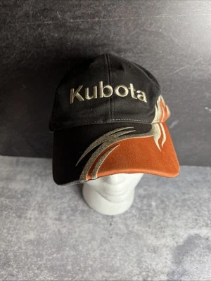Y2K Kubota Tractors Flames Hat Cap K-Products Retro Fire Racing Black Orange VTG - Image 1 of 4