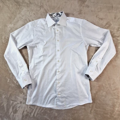 Eton Dress Shirt Mens Medium Slim White Contrast Floral Trim Spread Collar - Image 1 of 4