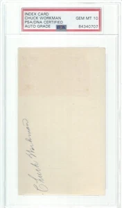 CHUCK WORKMAN, 1938-46 INDIANS, BRAVES, PIRATES ,INDEX CARD, PSA/DNA GEM MINT 10 - Picture 1 of 1