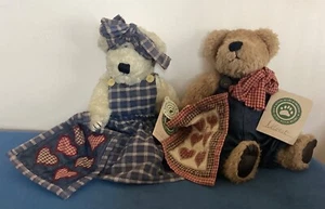 Boyds Bears The Quilt Patch Bears Delbert & Camomille Jointed 9" Plush w/ Tags - Picture 1 of 8