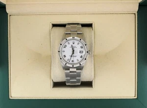 2000 Rolex Date 15210 White Dial Engine Turned Bezel SS Oyster No Papers 34mm - Picture 1 of 11