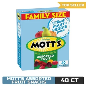 Mott's Fruit Flavored Snacks, Assorted Fruit, Pouches, 0.8 oz, 40 ct - Picture 1 of 12