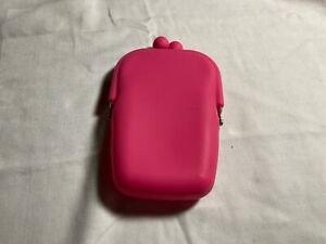 Soft Bright Pink Silicone Coin Wallet/Coin Purse/Headset Pouch Case ~ 5.5"x4"