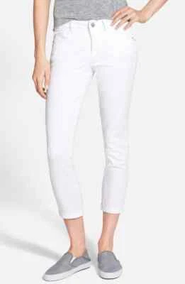 Pantalones de mezclilla ajustados Hart Denim Nordstrom Melody 29 puños blancos informales NUEVOS B68 Foto 1 de 4