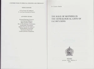 Role of Mothers in the Genealogical Lists of Jacob's Sons, Paperback by Smith... - Picture 1 of 1