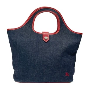 BURBERRY BLUE LABEL Denim Shoulder Tote Bag logo embroidery fashion leather - Picture 1 of 8