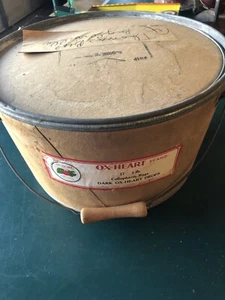 Victorian Ox-Heart Oswego NY Candy Dark Chocolate Drops 15lb Cardboard Pail Vtg - Picture 1 of 11