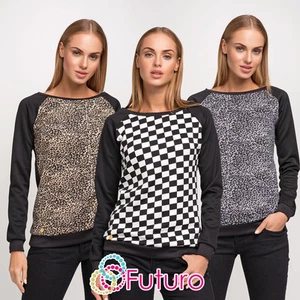 Ladies Stylish Jumper Check Animal Print Long Sleeve Top Sizes 8 - 14 FA438 - Picture 1 of 5