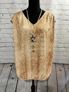 Worthington  SZ OX Women’s Sleeveless Top Light Brown Snakeskin Blouse  - Picture 1 of 6