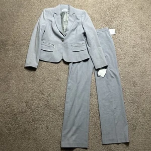 NWT Women’s Size 6 Calvin Klein 2 Piece Pants Suit Set Color Tin Gray CS3PL369 - Picture 1 of 16