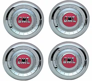 OER Reproduction Chrome Plated Hub Cap Set 1955-1959 GMC Pickup Truck 1/2 Ton - Picture 1 of 3