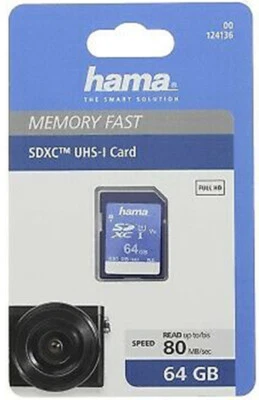 Hama SDXC 64GB UHS Speed Class 10 UHS-I 80MB/s (UK Stock) BNIP - Image 1 of 3