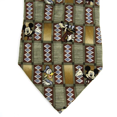 Vintage Disney World Silk Tie Mickey Donald Goofy Tiki Resort Korea 80s Necktie - Image 1 of 4