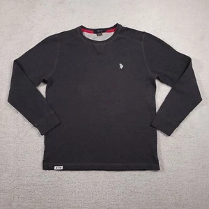 US Polo Assn Thermal Knit Long Sleeve Shirt Mens Large Gray Pullover Outdoor - Picture 1 of 12