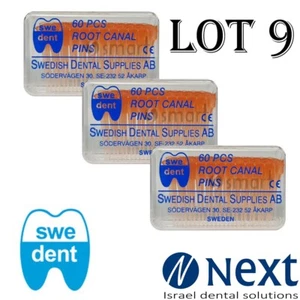 Lot X 9 Dental Endodontic Root Canal Pins Posts 60 pcs each Pack Sweden made - Picture 1 of 5
