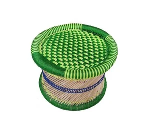 Anupam KKSM Eco-Friendly Handmade Finest Bamboo Stick Stool Mudda Green Color - Picture 1 of 2