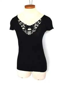 Camiseta Negra Col Story Talla Juniors S Mangas Gorra Elastizada Tejida Top 100% ALGODÓN - Imagen 1 de 4