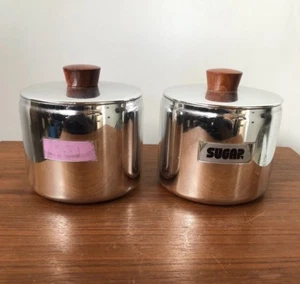 Tea & Sugar Stainless Steel Mid 20th C - MCM - Picture 1 of 4