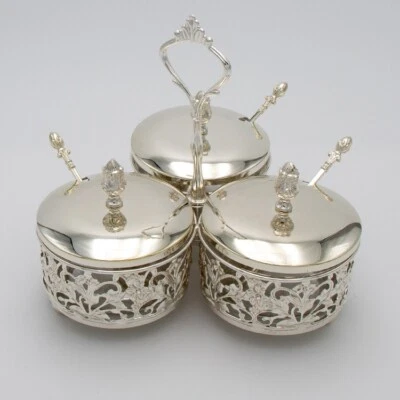 DELUXE 3er Set Servierschalen, Snackschale, Zuckerdose Glas mit Deckel & Löffel - Bild 1 von 4