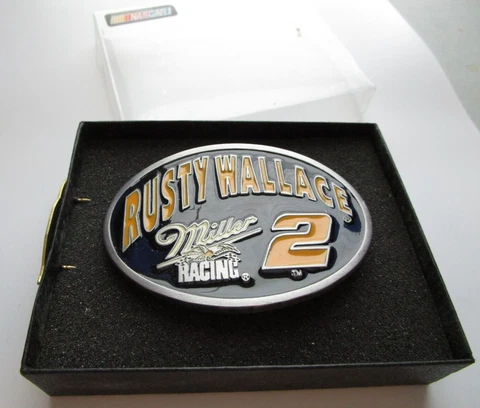 Nascar Rusty Wallace Miller Racing 2 Belt Buckle and Pin Cover