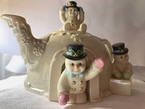 Lenox 2002 White Teapot "The Snowman" Christmas Collectible - Picture 1 of 14