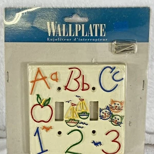Figi Graphics ABC-123 Double Switch Handpainted Plate Cover w/screws NIB - Picture 1 of 3