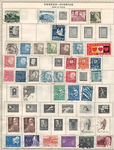 SWEDEN 1938-1956 Very Fine Used Stamps Hinged on List : 2 Sides - Foto 1 di 2