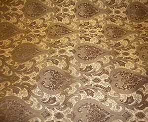 56" Wide Monte Cristo Pecan Damask Chenille Fabric with Gold upholstery fabrics - Picture 1 of 1
