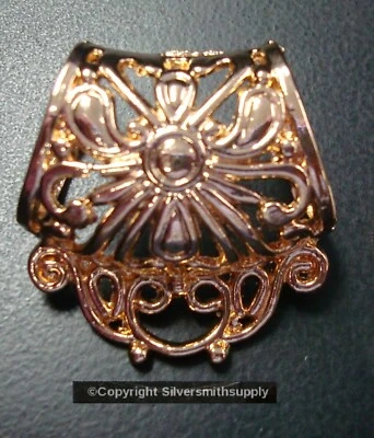 Scarf ring slide clip filigree dangle tube clasp Lt Rose Gold pl scarf FPC183B - Image 1 of 4