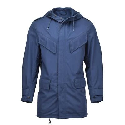 Original Dutch Military officer parka hooded windproof army rain coat solid blue - Image 1 of 4