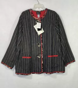 Koos of Course Reversible Linen Blazer Jacket Black Red Plus Size 2X NWT - Picture 1 of 13