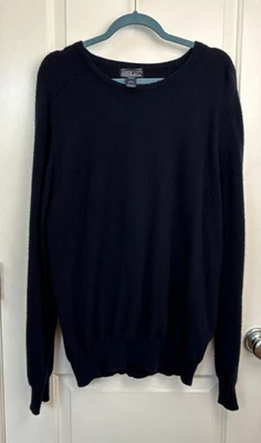 Land’s End Men’s 100% 2-Ply Cashmere Cobalt Blue Crewneck Sweater L 42-44 Preppy - Image 1 of 4