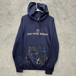 Jean Michel Basquiat Hoodie Large Navy Indie Art Boho - Picture 1 of 10