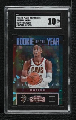 2020 Contenders Rookie of the Year Cracked Ice /25 Isaac Okoro #4 SGC 10 GEM RC - Image 1 of 2