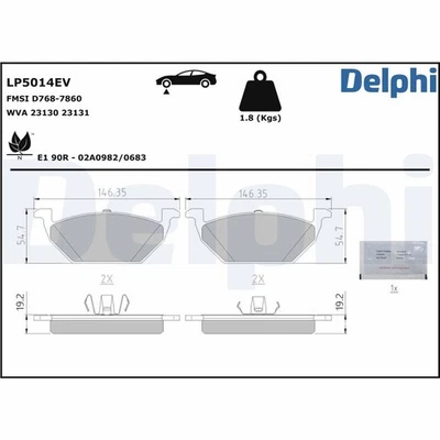 Bremsbelagsatz, Scheibenbremse DELPHI LP5014EV - Bild 1 von 4