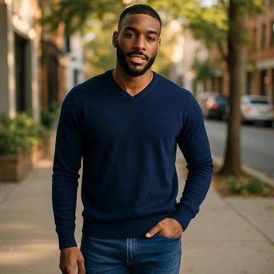 Vintage Late 70s Par Four Golf Sweater Men’s XL V-Neck Navy Orlon Acrylic USA - Image 1 of 4