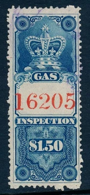FG4 $1.50 Canada Gas Inspection Revenue Stamp, 1875, used - Image 1 of 4