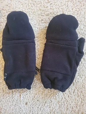 Womens Small Fleece Convertible Mittens Black - Image 1 of 2