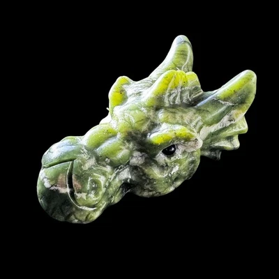 Unique Dragon Head Statue Natural Jade Stone Carving for Courage and Wisdom - Image 1 of 4